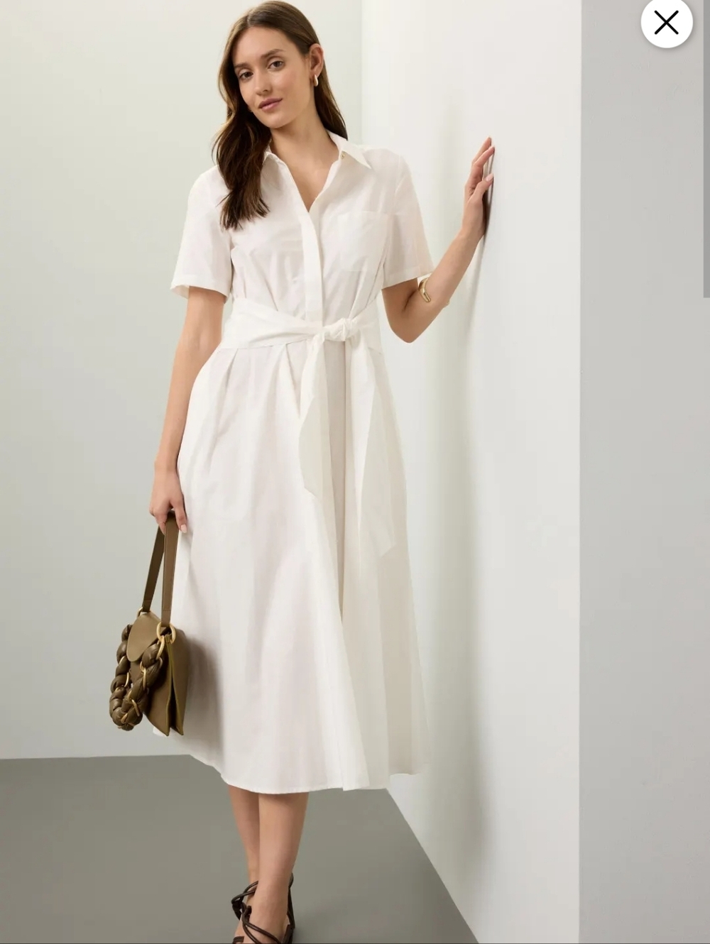 Toccin Megan Tie-Front Midi 100% Cotton Dress Size Medium MSRP $495